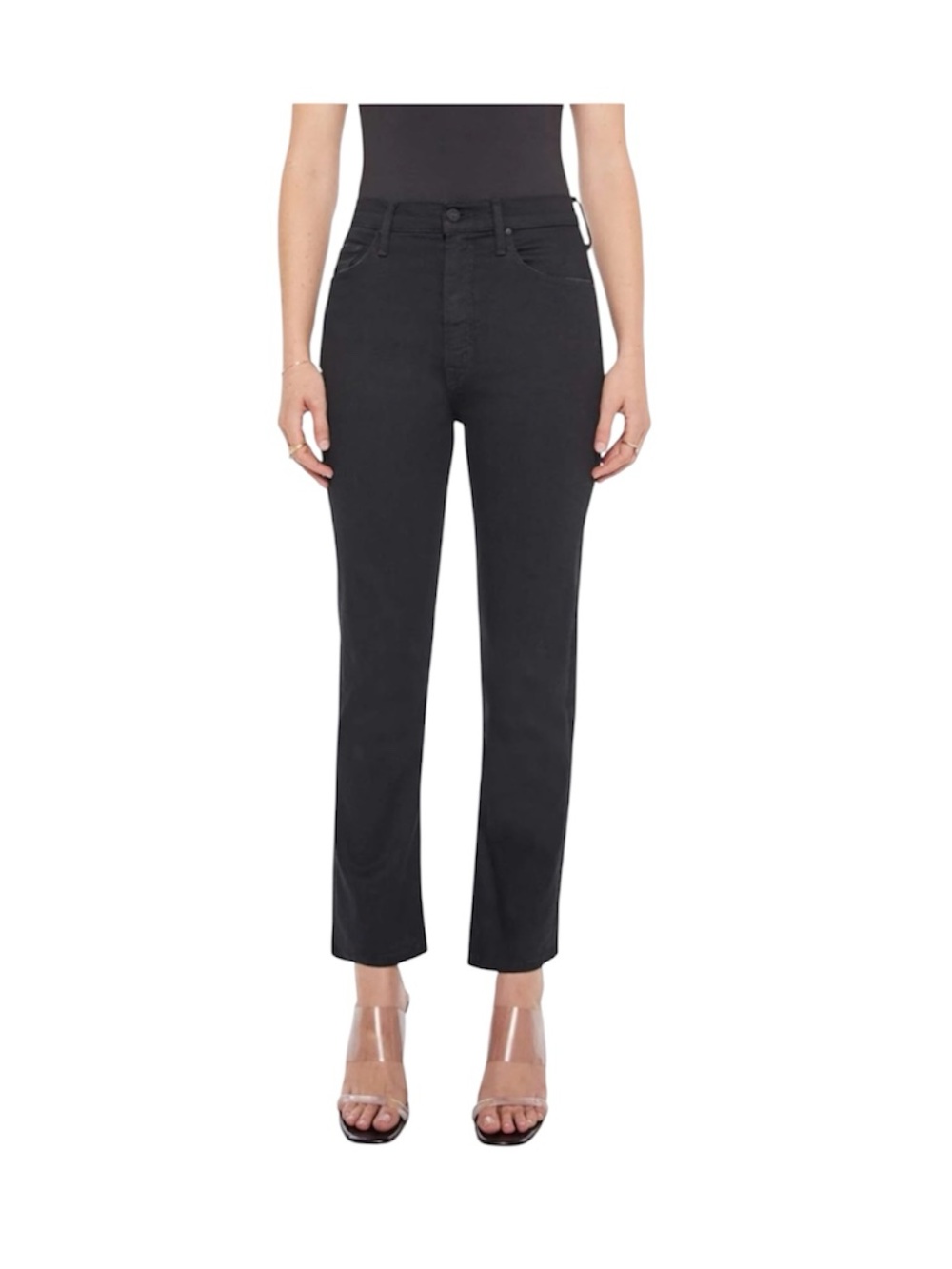 MOTHER Black Jeans High Waisted Rider Ankle Jeans Not Guilty Straight Leg 28